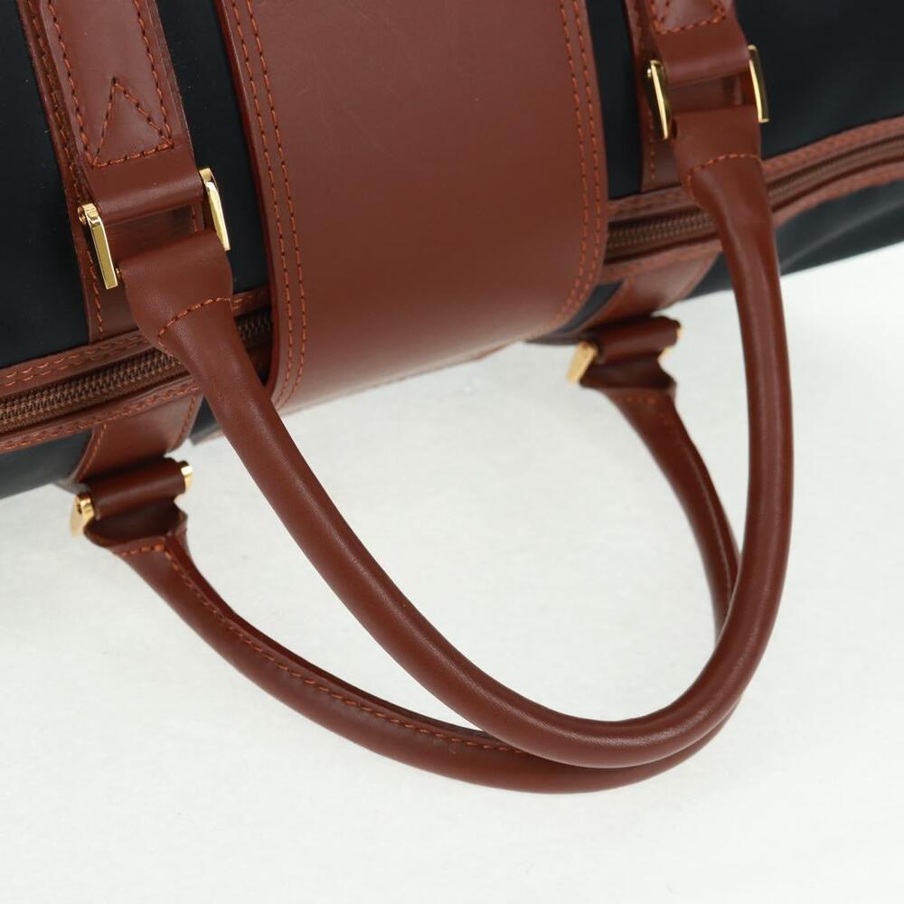 SAINT LAURENT Boston Bag Nylon Leather Navy Gold Auth bs31763 - Picture 7 of 16